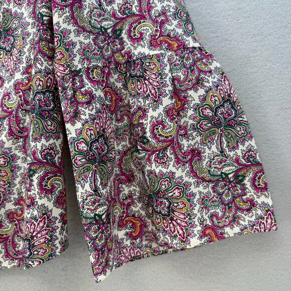 J. Crew Boho Tunic Top Women's L Petite Multicolor Print Long Sleeve V-Neck - Picture 3 of 9